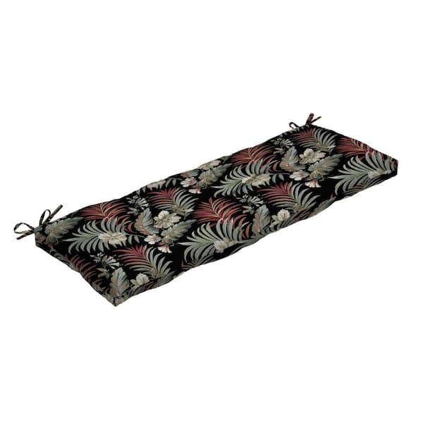 ARDEN 48 in. x 18 in. Rectangular Outdoor Plush Modern Tufted Bench Cushion, Simone Black Tropical