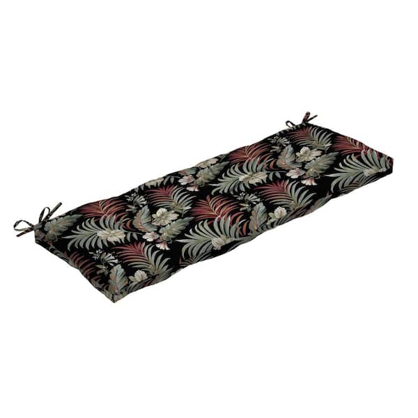 ARDEN SELECTIONS 48 in. x 18 in. Rectangular Outdoor Plush Modern Tufted Bench Cushion, Simone Black Tropical