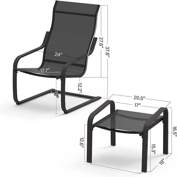 Outdoor Chair with Ottoman in Dark Gray