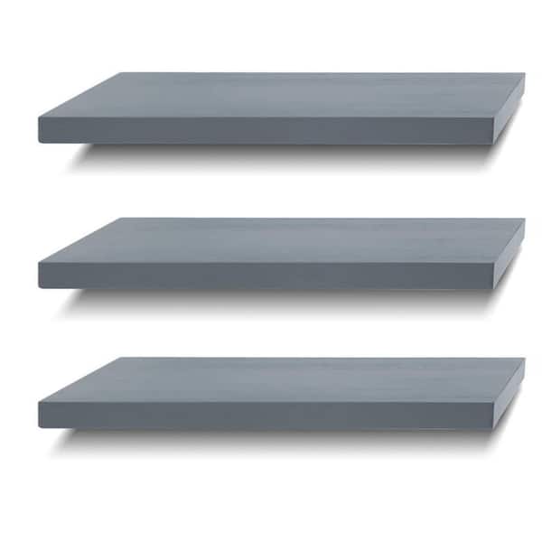 Cubilan 6.7 in. x 17 in. x 1 in. Gray Solid Wood Decorative Wall Shelves Floating Shelves