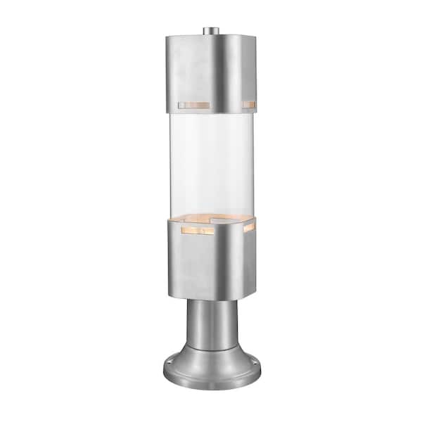 Unbranded Lestat 14 W 21.75 in 1 Light Brushed Aluminum Integrated LED Outdoor Hardwired Weather Resistant Pier Mount Light