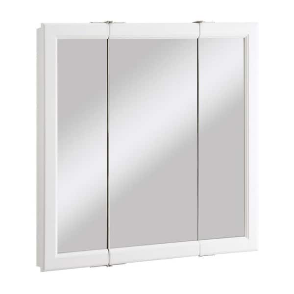 Design House Wyndham 30 in. x 30 in. x 4-3/4 in. Surface-Mount Bathroom Medicine Cabinet with Tri-View Mirror in White Semi-Gloss
