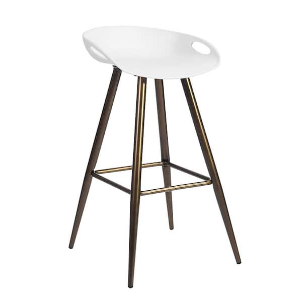 Donason 32.30 in. White Low Back Metal Frame Bar Stool (Set of 2)