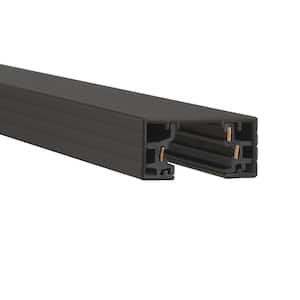 H-Track 6 ft. 120-Volt Black Single Circuit Lighting Fixed Track Lighting Rail with 2 Endcaps