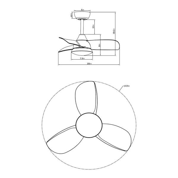 28 in. Brass Gold LED Ceiling Fan with Remote Control