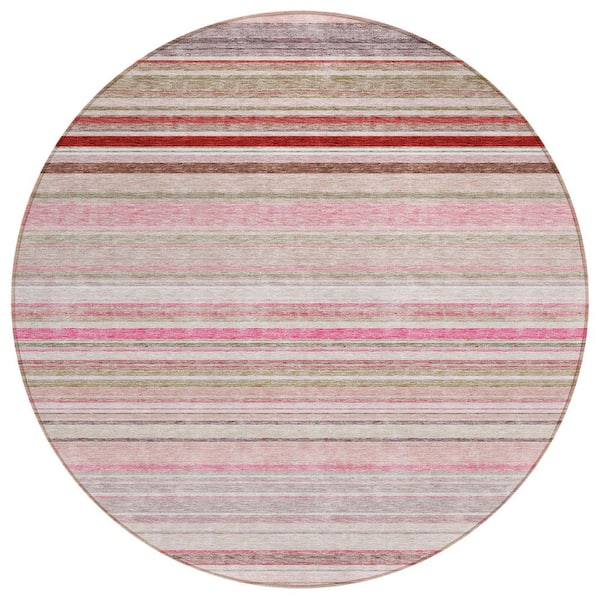 Chantille Machine Washable Indoor/Outdoor Abstract ACN979 Pink 8 ft. x 8 ft. Area Rug