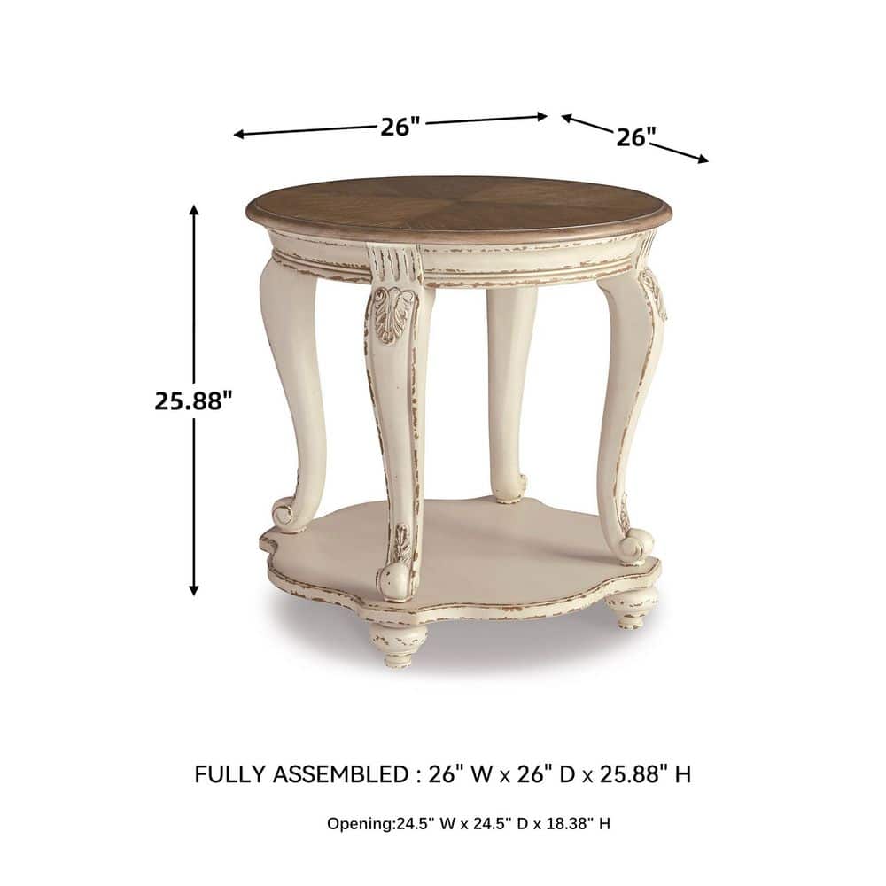 Realyn 26 in. 2-Toned Round Wood End Table (NO TEST)