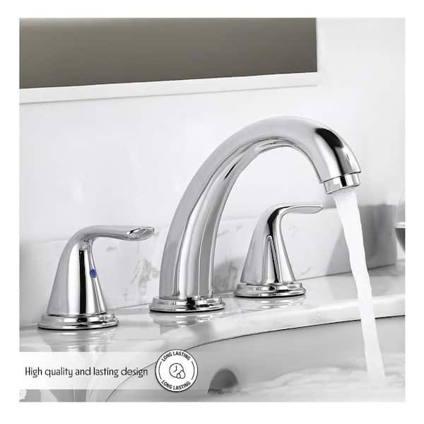 8 in. Widespread Dual Wing Handle High-Arc 3-Hole Bathroom Lavatory Faucet with Matching Push Pop-Up in Chrome 1 Pack