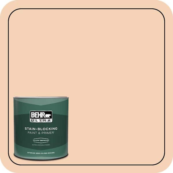 BEHR ULTRA 1 qt. #280C-2 Serene Peach Extra Durable Semi-Gloss Enamel Interior Paint & Primer