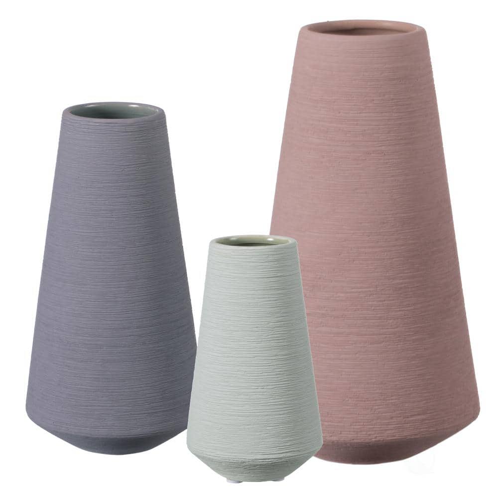 Elegant White Ceramic Decorative Table Vase Set - 15"