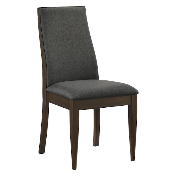 Coaster Wes Grey and Dark Walnut Fabric Upholstered Dining Side Chair (Set of 2)