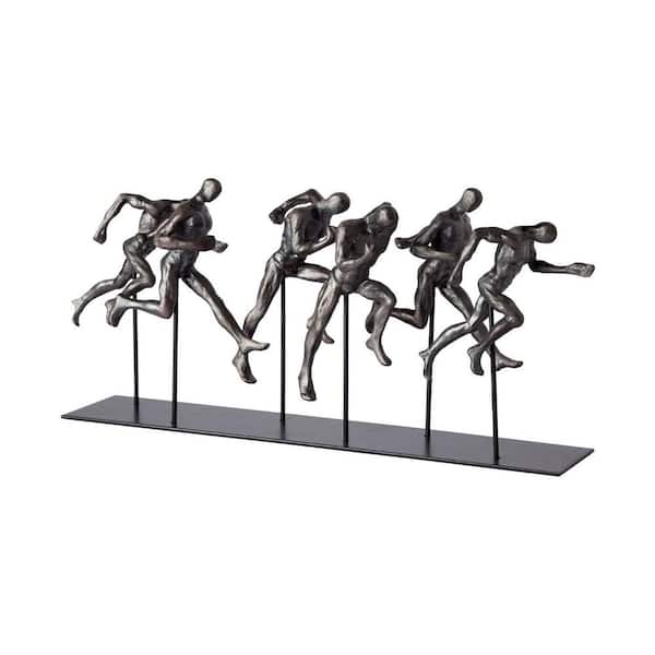 HomeRoots 7 in. Black Resin Sprinters Sculpture