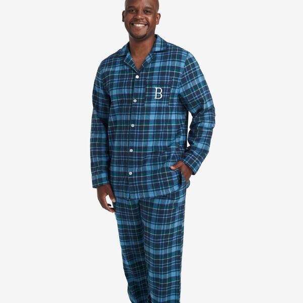 Mens blue flannel pajamas sale