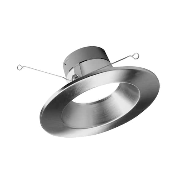 NICOR DLR Series 5-6 in. Nickel Selectable CCT High-Output Integrated LED Recessed Retrofit Downlight Trim, Remodel, Dimmable