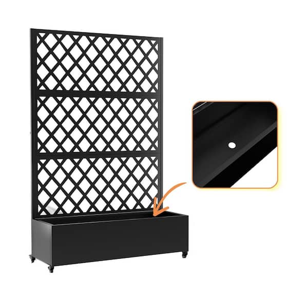 TUYOHW 71 in. x 47 in. x 16 in. Raised Garden Bed with Trellis, Metal Planter Box with Trellis and Privacy Screen, Black