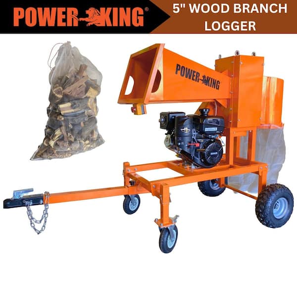 5 in. 14 HP Gas Powered Self-Feeding Commercial Chipper Shredder Wood Logger, Chops and Bags Firewood, Electric Start