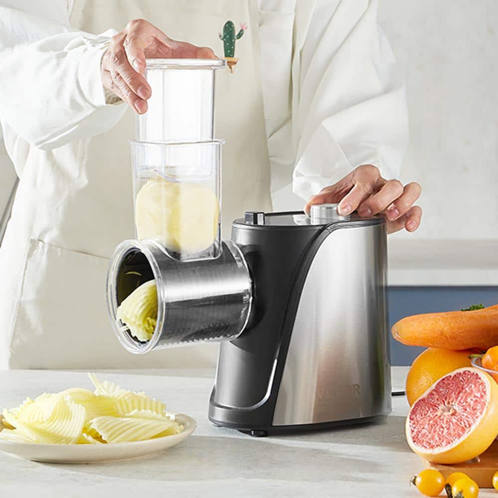 Stainless Steel 250W Electric Cheese and Vegetable Slicer with 5 Blades