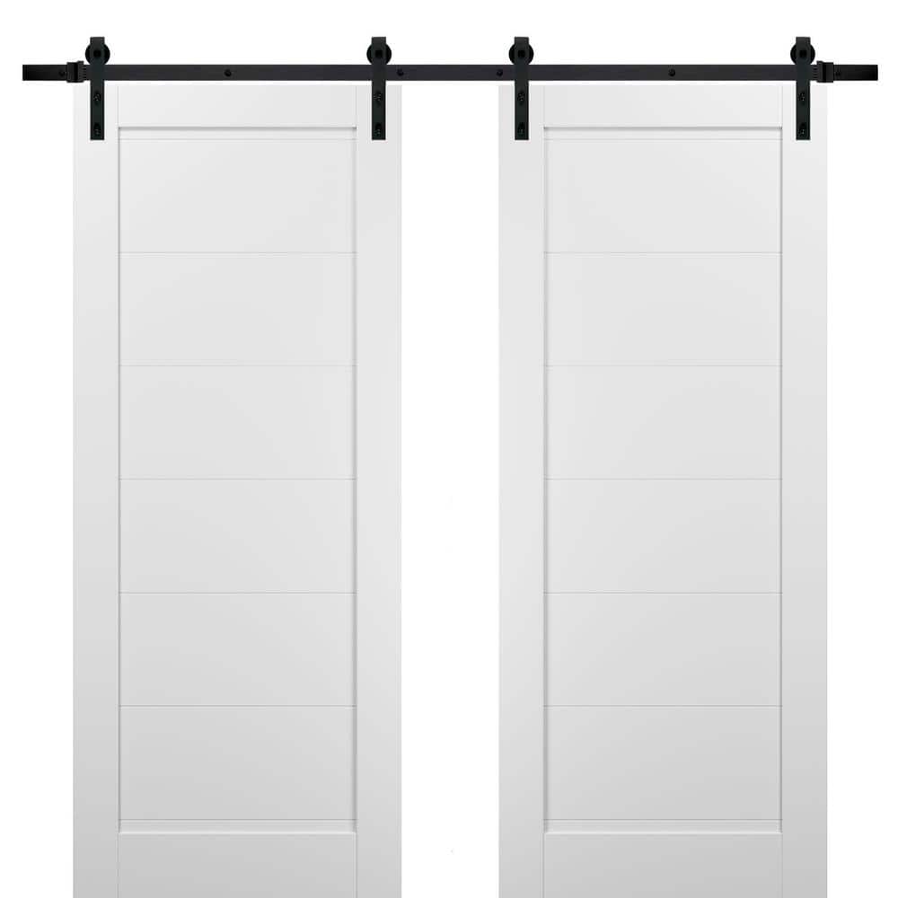 Assemble Required 60 in. x 96 in. 1-Panel White Finished Solid Pine MDF Sliding Barn Door with Hardware Kit price history on PriceWatchPro