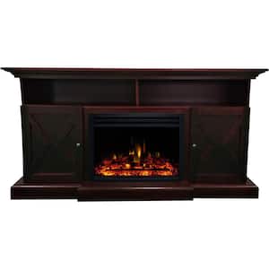 Summit 62 in. Farmhouse Style Electric Fireplace Mantel in Brown Mahogany