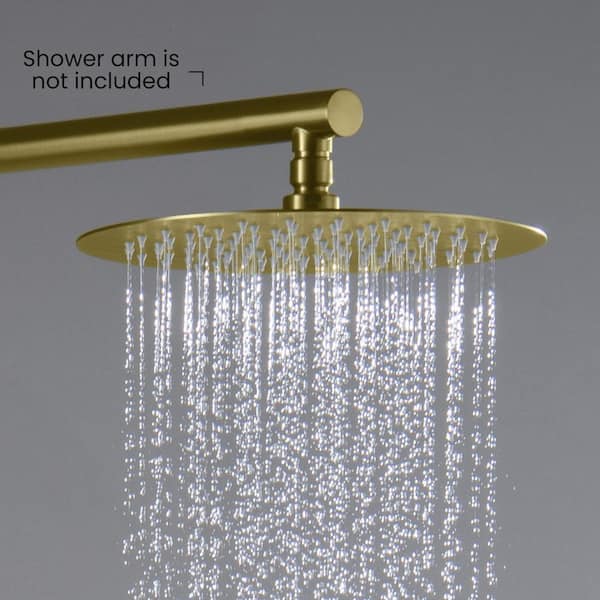 1-Spray Patterns with 1.75 GPM 10 in. Wall Mount Rain Fixed Shower Head with Corrosion Resistant in Brushed Gold