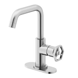 Ruxton Oblique Single Handle Single-Hole Bathroom Faucet Set with Deck Plate in Brushed Nickel