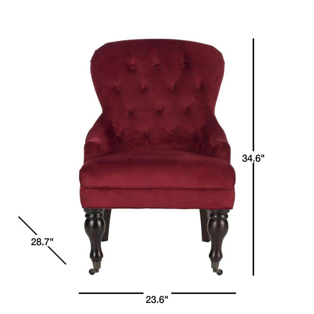 Elegant Red Velvet Contemporary Accent Chair with Curved Spindle Legs