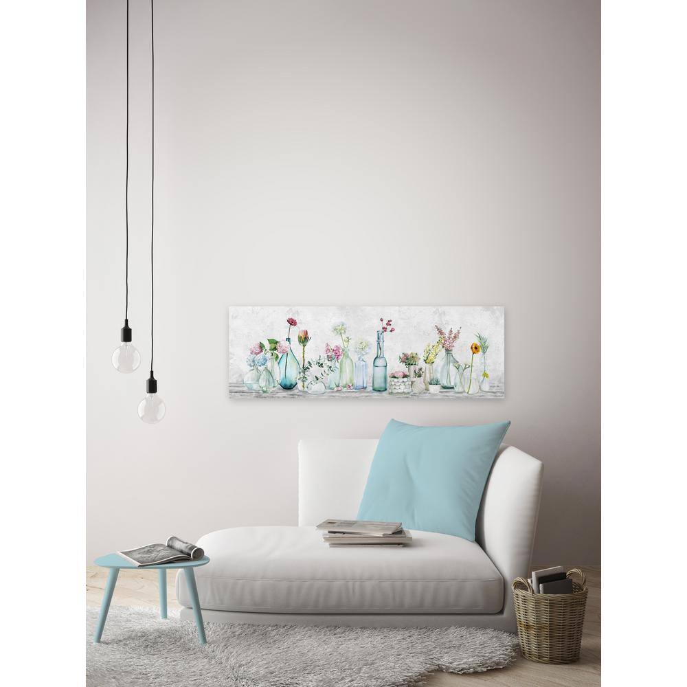 Springtime Pastel Flowers in Glass Vases Canvas Print