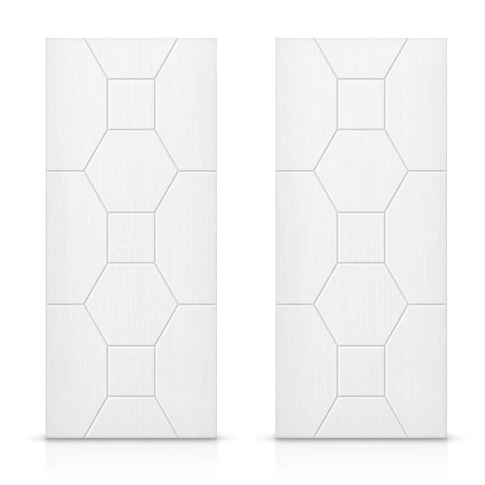 48 in. x 80 in. Hollow Core White Stained Composite MDF Interior Double Closet Sliding Doors -  CALHOME