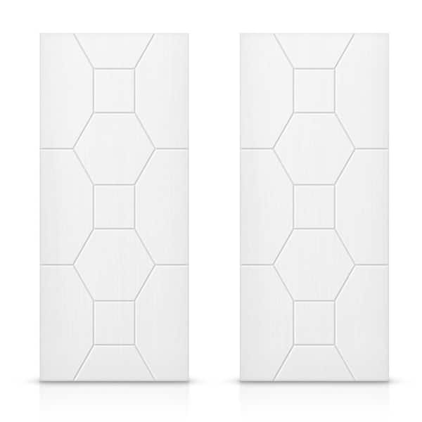 CALHOME 60 in. x 96 in. Hollow Core White Painted Composite MDF Interior Double Closet Sliding Doors