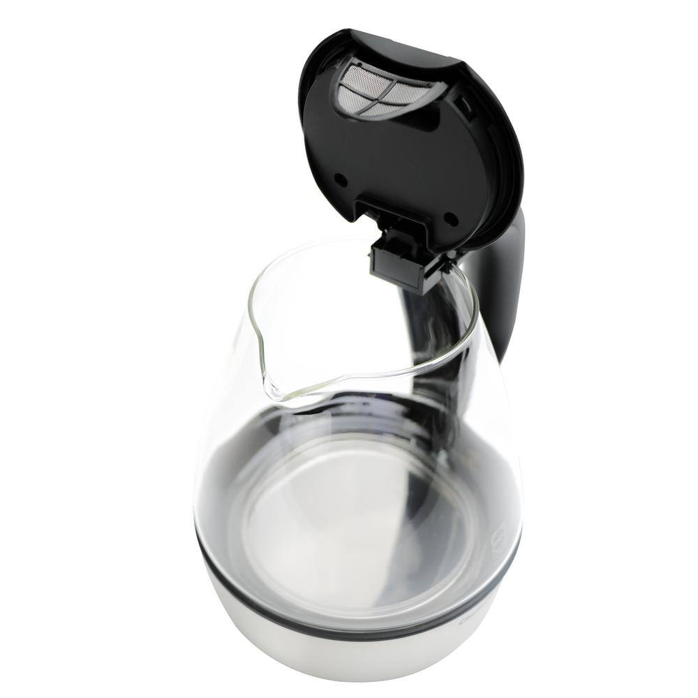 1.6 Qt Brushed Stainless Steel and Glass Cordless Electric Kettle