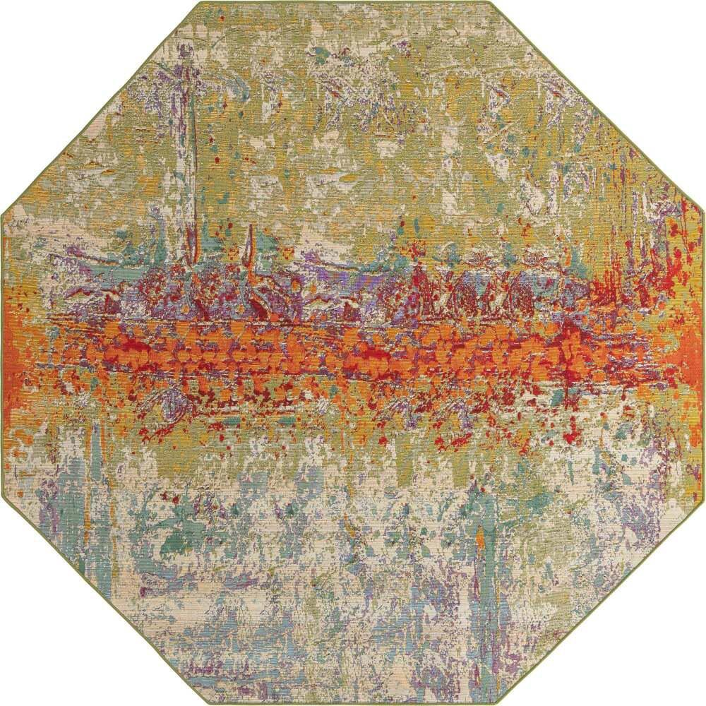 Unique Loom Outdoor Modern Crumpled Multi 7 ft. 11 in. x 8 ft. Area Rug