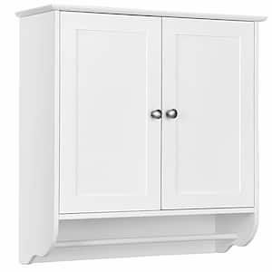 24 in. W x 24 in. H White Wall Surface Mounted Bathroom Medicine Cabinet without Mirror Storage Cupboard w/Towel Bar