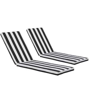 2Pcs 74.41 x 2.76 Outdoor Chaise Lounge Replacement Cushion, Patio Funiture Seat Lounge Chair Cushion in Black White