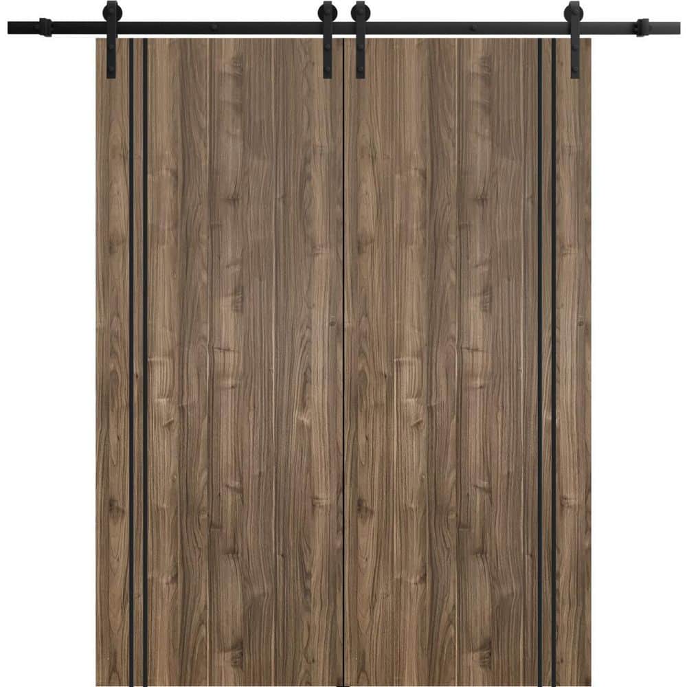 Assemble Required 36 in. x 84 in. 2-Panel Walnut Solid Wood with Honeycomb Sliding Barn Door with Hardware Kit price history on PriceWatchPro