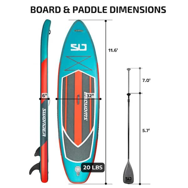 Backpack 106 Long 32‘’ Wide 6 Thick Swonder Premium Inflatable Stand Up Paddle Board Full SUP Accessories- Paddle Pump Leash Center Fin Ultra Durable & Steady Paddling & Surfing 