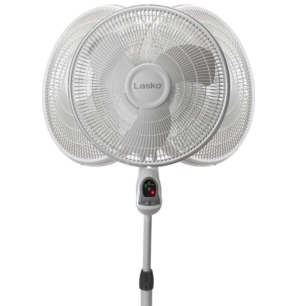 White Adjustable Height Oscillating Floor Fan with Remote Control