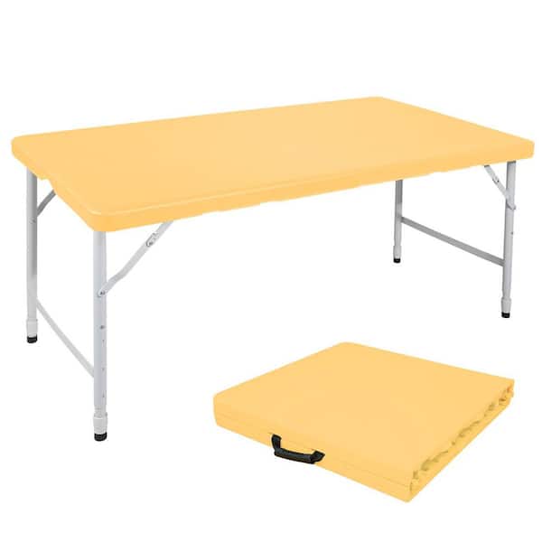 24 in Light Yellow Rectangle Portable Folding Picnic Table – Indoor & Outdoor Use, Maximum Weight 135KG for Camping
