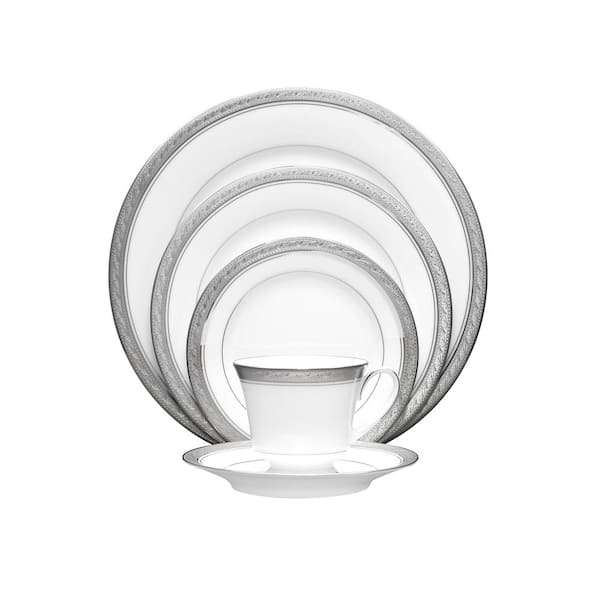 Noritake Crestwood Platinum 5-Piece (Platinum) Porcelain Place Setting, Service for 1