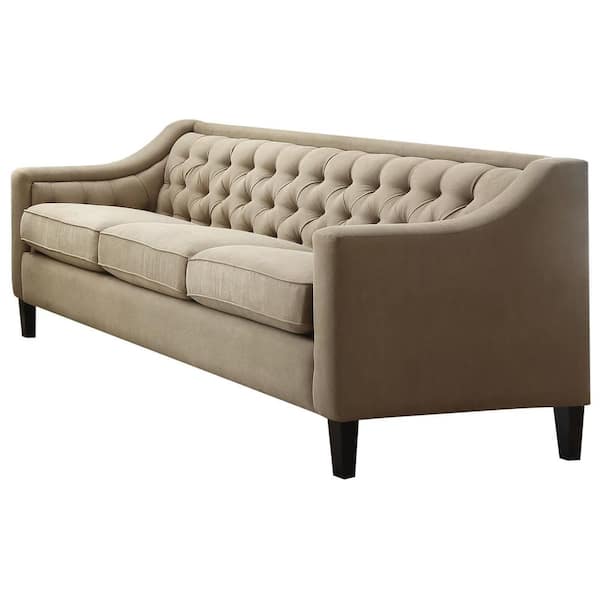 Acme Furniture Suzanne 34 in. W Slope Arm Fabric Bridgewater Straight Sofa in Beige