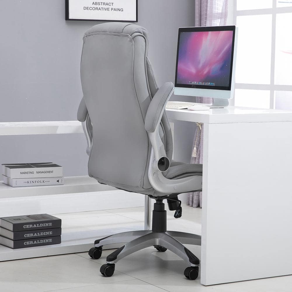 Gray Luxe Ergonomic High-Back Swivel Office Chair with Adjustable Arms