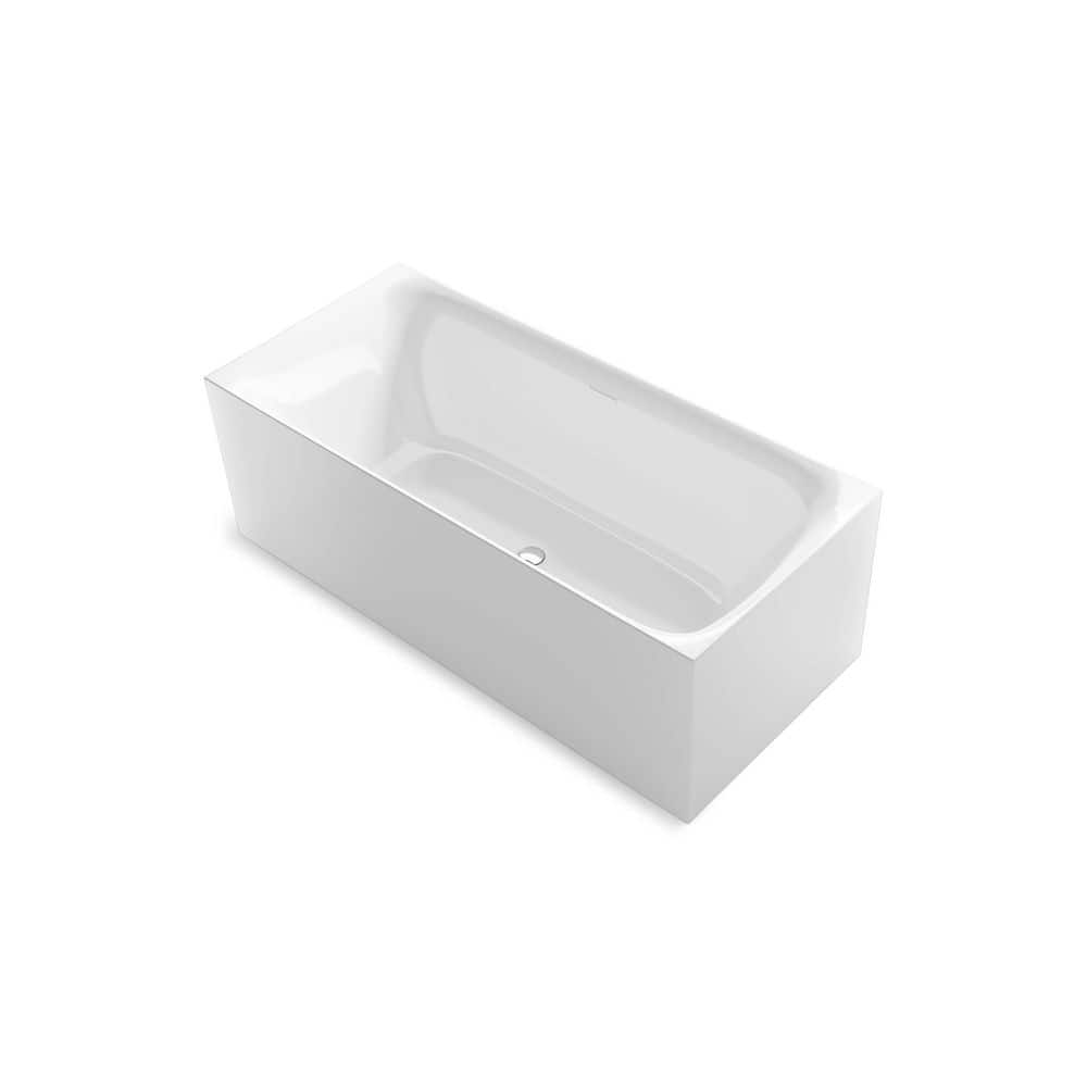 67'' Non-Slip White Freestanding Acrylic Soaking Bathtub
