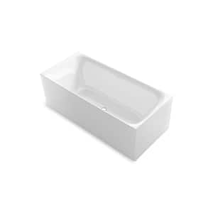 Unwind 66.94 in. x 29.5 in. Alcove Soaking Bathtub with Center Drain in White