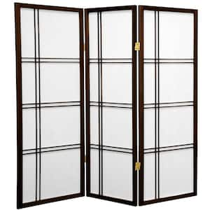 4 ft. Short Double Cross Shoji Screen - Walnut - 3 Panels