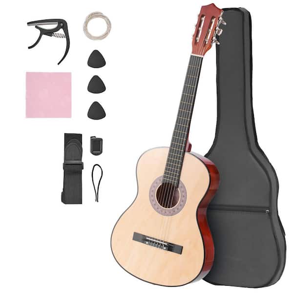 Classical Guitar, 38 in. Wood Classical Guitar Starter Kit for Beginners, with Nylon Strings, Gig Bag, Strap, Natural