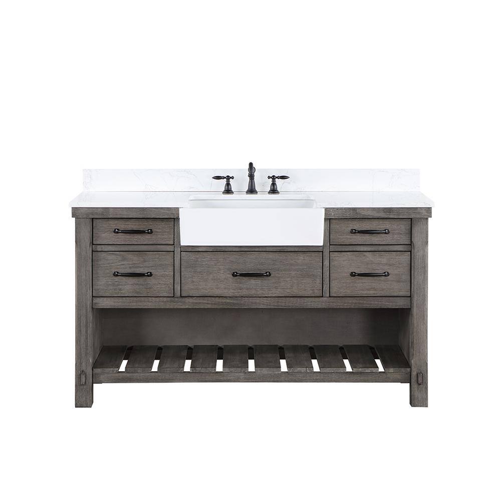 ROSWELL Villareal 60 in. W x 22 in. D x 34 in . H Single Farmhouse Bath ...