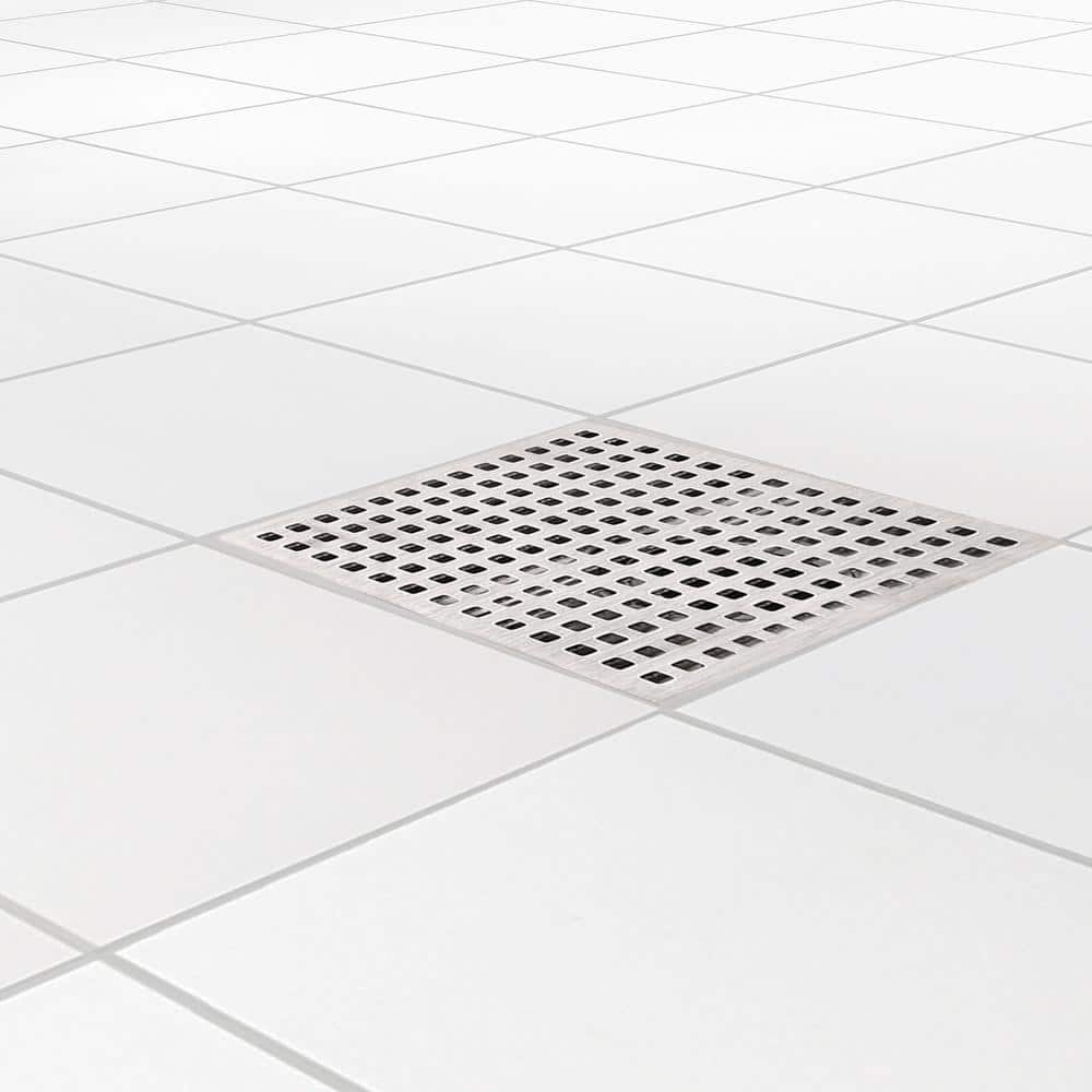 6-Inch Stainless Steel Square Shower Drain with Adjustable Feet