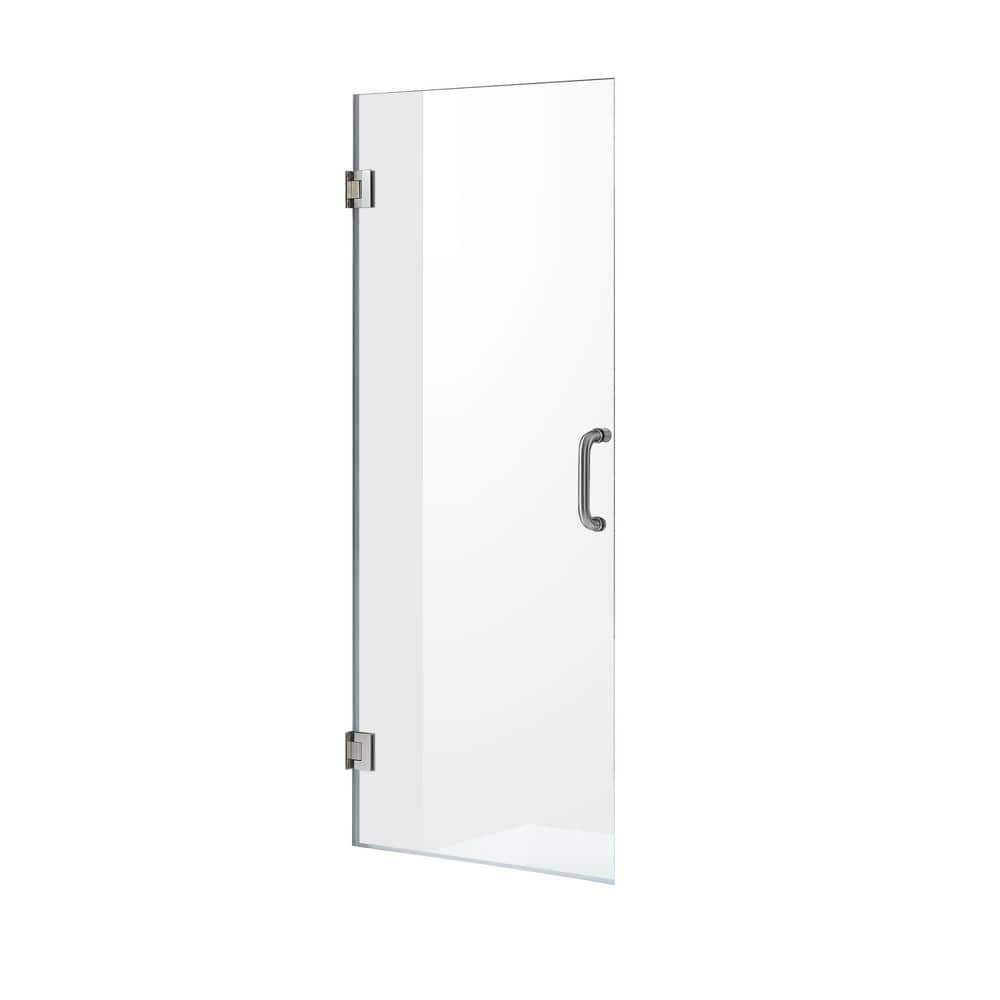Brushed Nickel Frameless 30" x 72" Hinged Shower Door