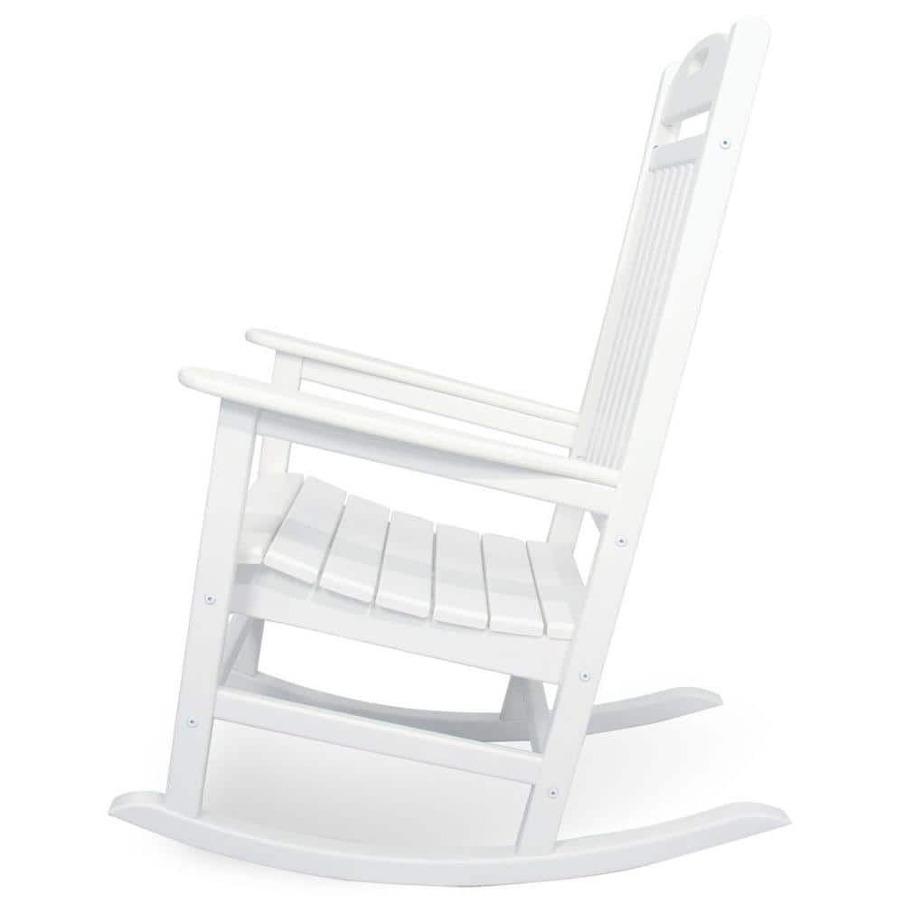 Classic White Polywood Outdoor Rocking Chair with Arms