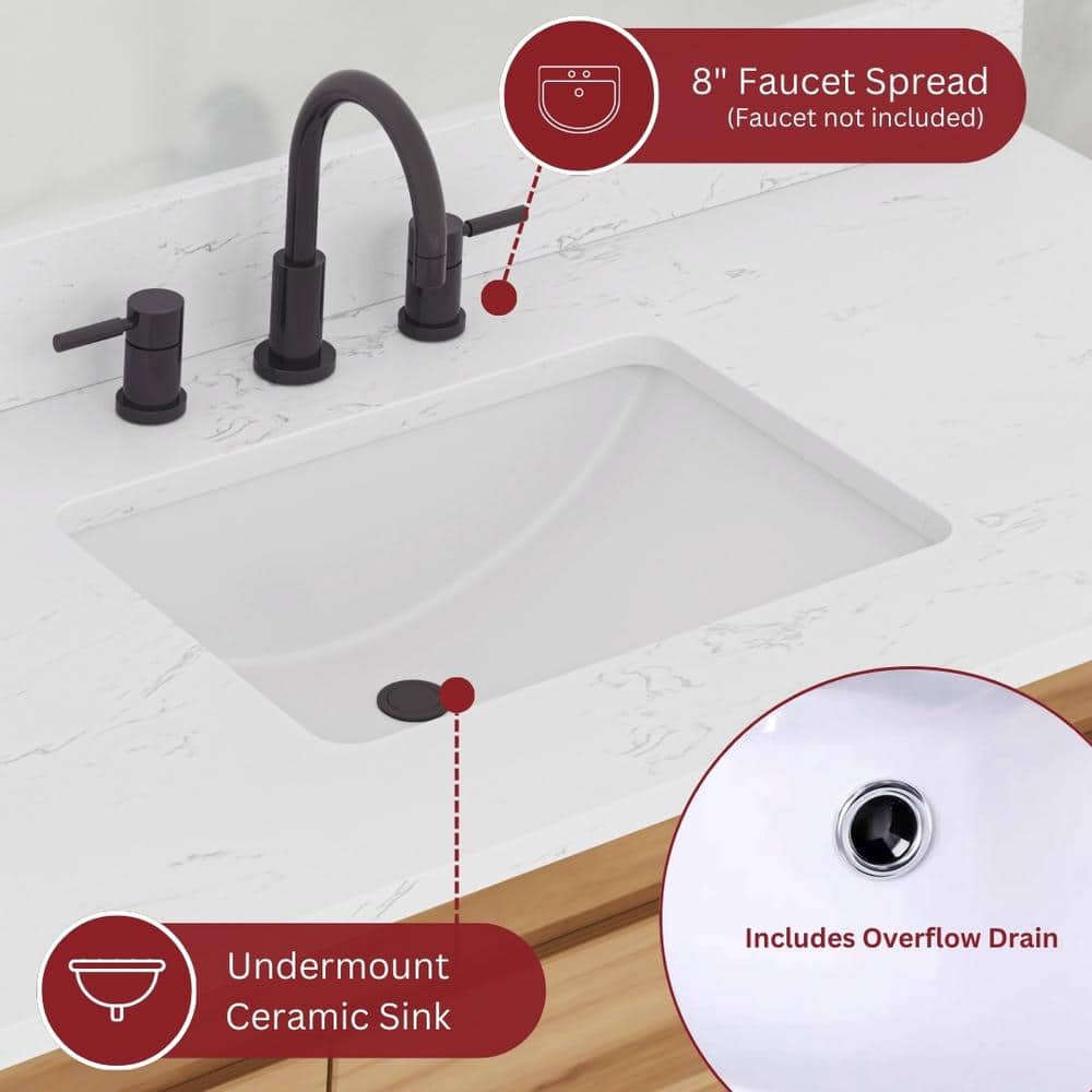 Cala White 37'' Engineered Stone Vanity Top with Sink
