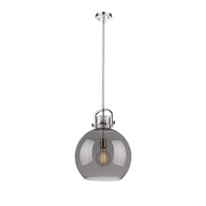 Newton Sphere 100-Watt 1 Light Polished Nickel Shaded Pendant Light with Tinted glass Tinted Glass Shade